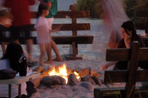 Roasting Smores Before a Movie on the Beach